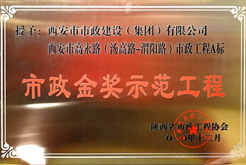 市政金奖示范工程，高永路