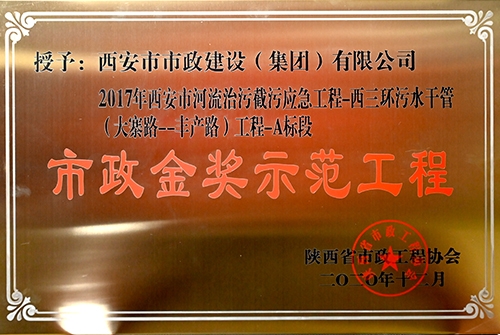 市政金奖示范工程，西三环污水